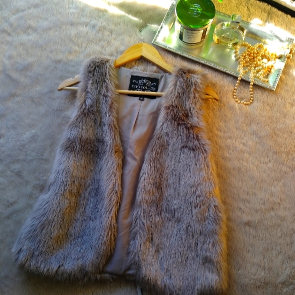 Chaser Faux Suede Vest Gray S - fits S Adult